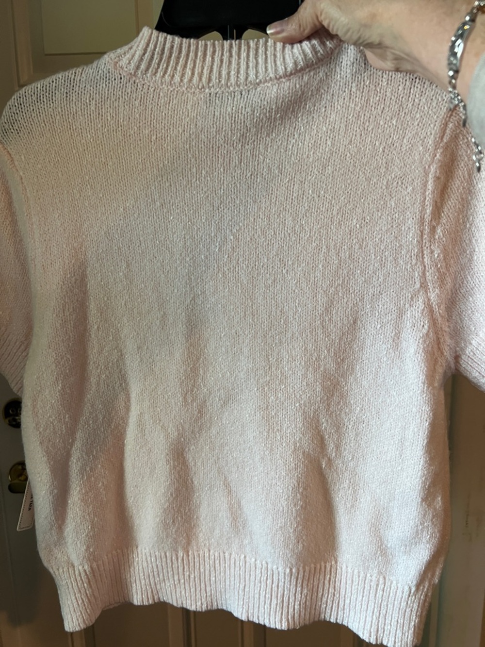 NANNETE LePORE Pale Pink /Sequin Embellished Short Sleeve Sweater NWT Size M - Picture 9 of 11